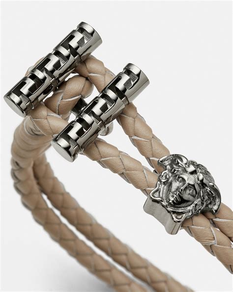 versace logo bracelet|versace braided leather charm bracelet.